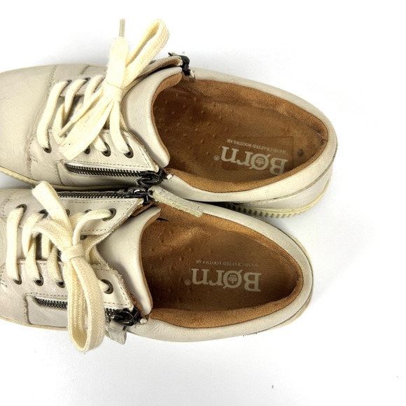 Born Comfort Sneaker Paloma Womens Sz 10 Ivory Leather Slip On Zip Up Shoes Boho - Picture 5 of 8